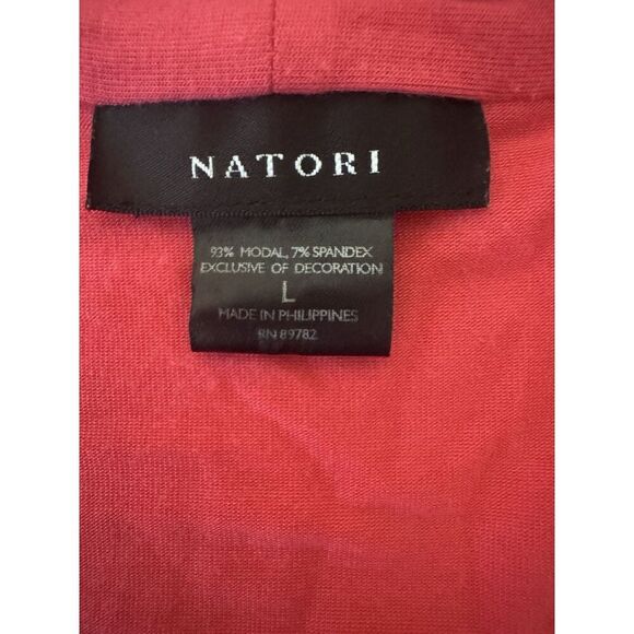 NATORI Ponte Knit Topper Open Cardigan Kimono Lounge Flow Pink Sz Large - Picture 4 of 4